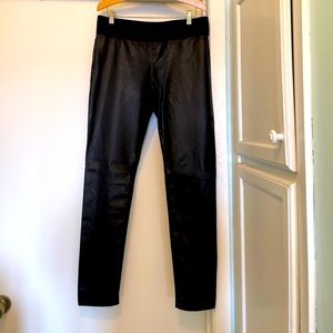 Black leggings with faux leather front